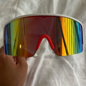 Oversized Mirrored Retro Reflective Sunglasses 80s 90s Vintage Visor Sunglasses